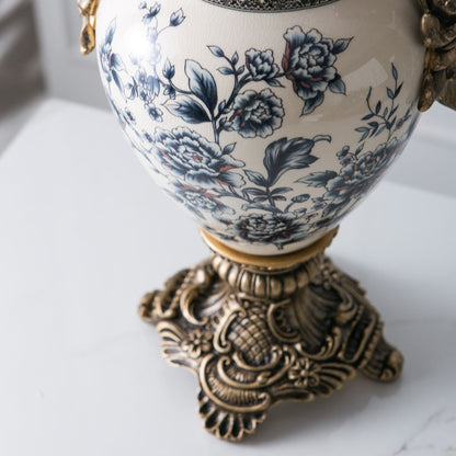Vintage Ceramic Pedestal Vase with Double Handles | 3CARATS