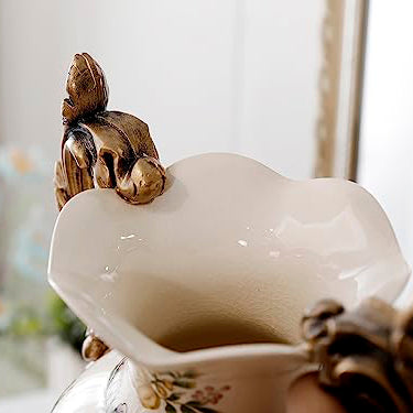 Vintage Ceramic Pedestal Vase with Double Handles | 3CARATS