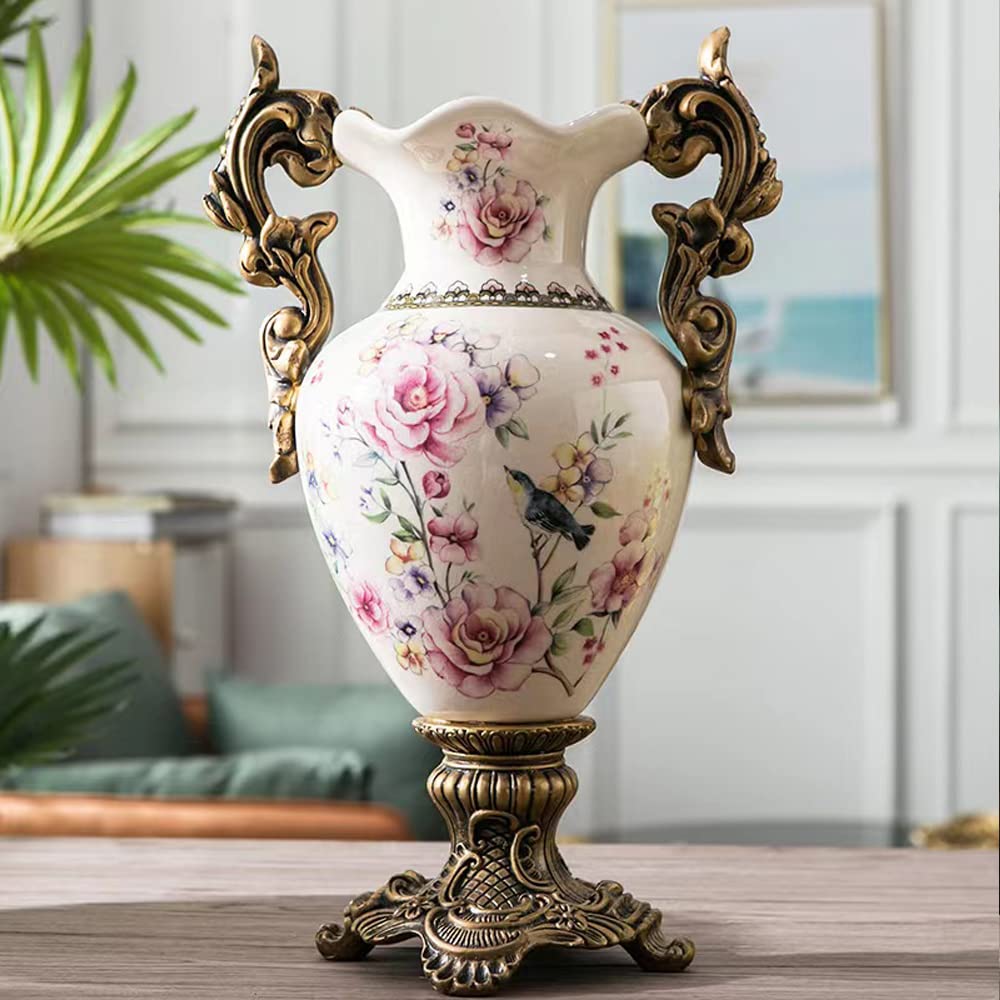 Vintage Ceramic Pedestal Vase with Double Handles | 3CARATS