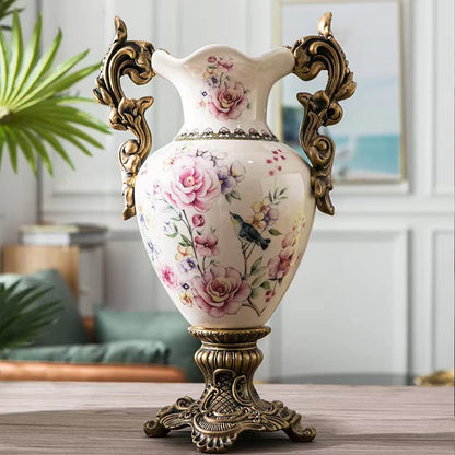 Vintage Ceramic Pedestal Vase with Double Handles | 3CARATS