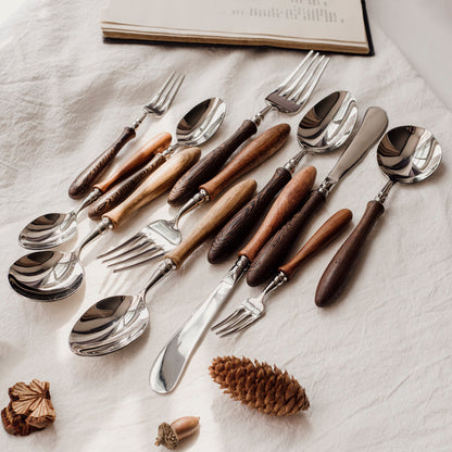 Vintage French Luxury Wooden Handle Cutlery Set | 3CARATS