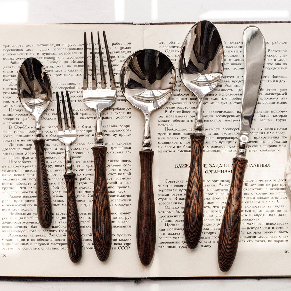 Vintage French Luxury Wooden Handle Cutlery Set | 3CARATS