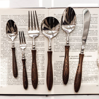 Vintage French Luxury Wooden Handle Cutlery Set | 3CARATS