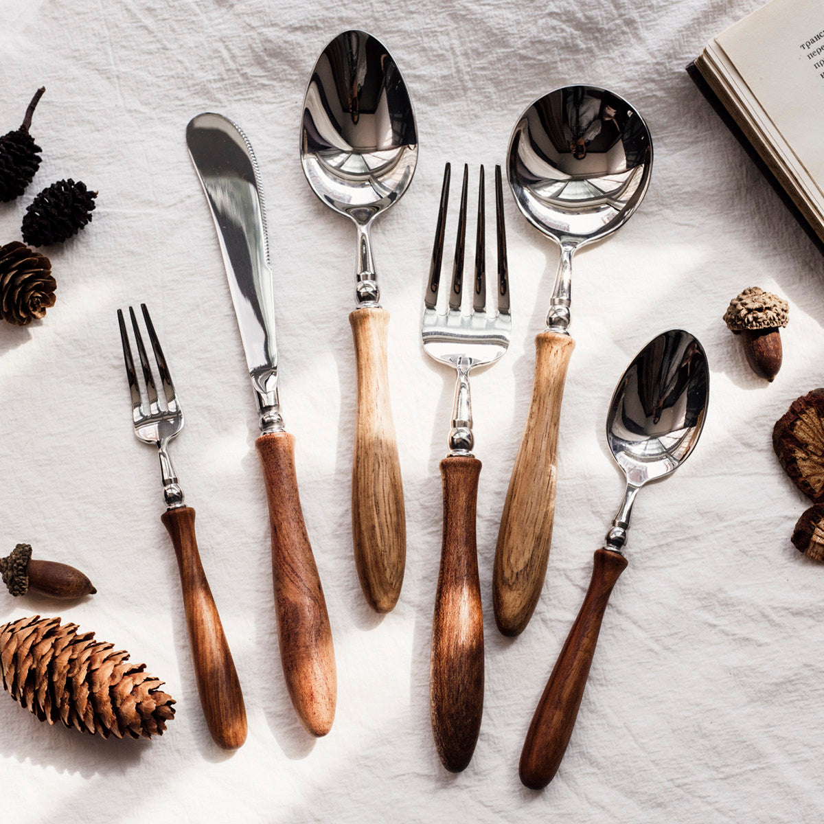 Vintage French Luxury Wooden Handle Cutlery Set | 3CARATS