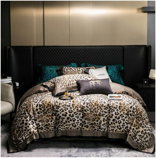 Vintage Leopard Egyptian Cotton 4-Piece Bedding Set | 3CARATS