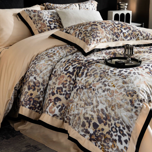 Vintage Leopard Egyptian Cotton 4-Piece Bedding Set | 3CARATS