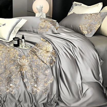 White Egyptian Cotton Butterfly Embroidery Bedding Set | 3CARATS