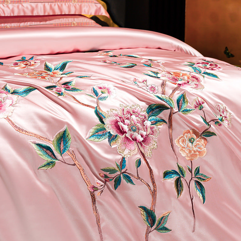 Palace Style Egyptian Cotton Peony Embroidery Duvet Cover | 3CARATS