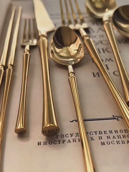 Frace Titanium Gold Slim Waist Cutlery Set | 3CARATS