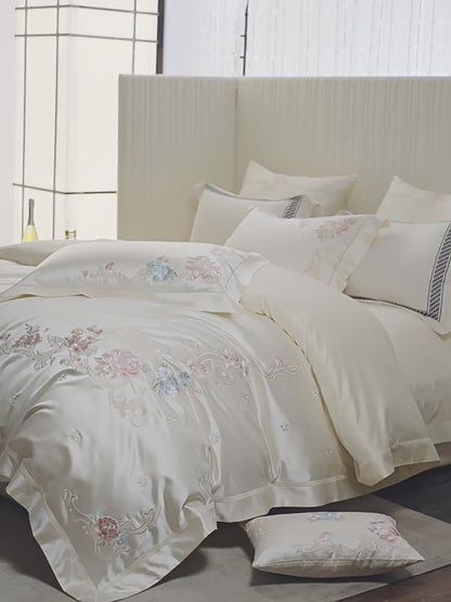 Luxury Royal 140s Cotton-Silk Embroidered Bedding Set | 3CARATS