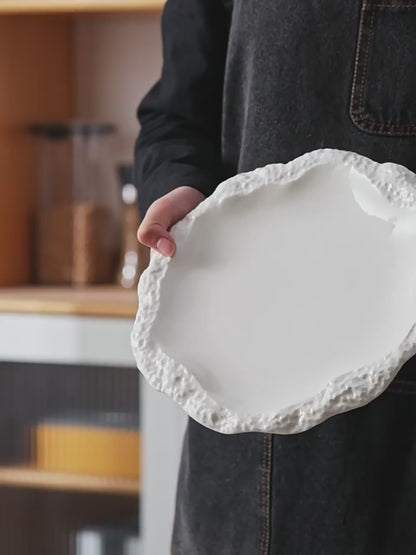 Irregular Stone Textured Ruffled Ceramic Plate | 3CARATS