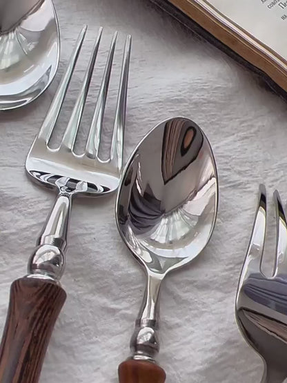 Vintage French Luxury Wooden Handle Cutlery Set | 3CARATS