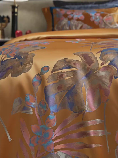 Luxury Botanical Floral Silk-Feel Bedding Set | 3CARATS